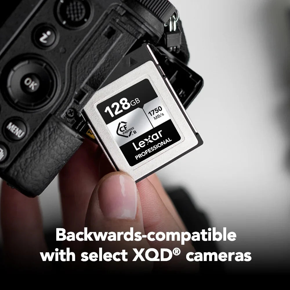 Lexar LCXEXSL128G-RNENG CFexpress Type B SILVER Series 128GB Memory Card Bundle with Professional 1667x 128GB SDXC Memory Card and LRW 520 CFexpress Type B/SD USB 3.2 Gen 2 Card Reader