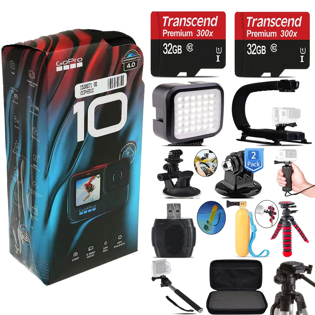 GoPro HERO10 Black Waterproof 4K Action Camera CHDHX-101 + 64GB - Essential Kit - Exclusive Design