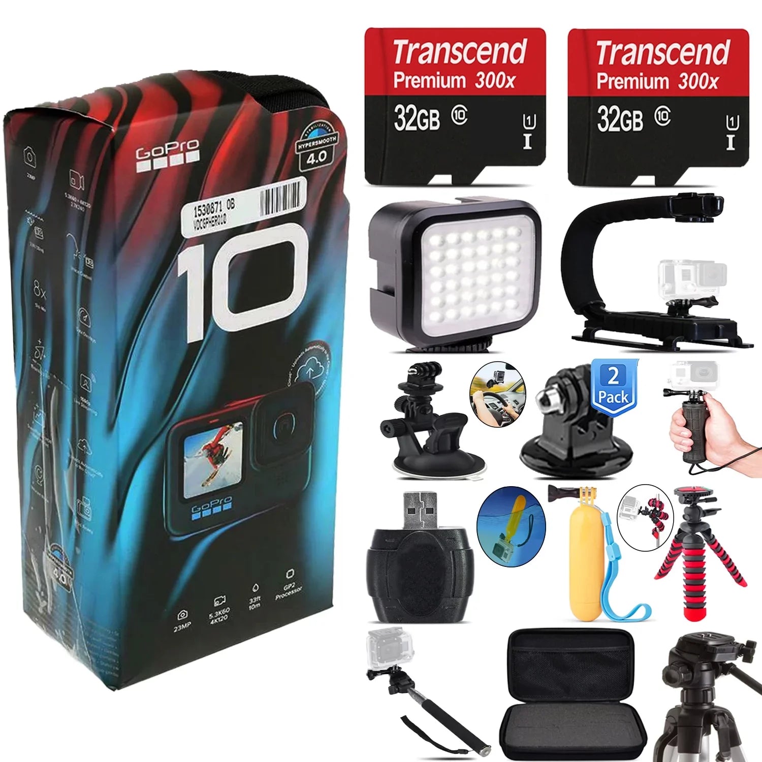 GoPro HERO10 Black Waterproof 4K Action Camera CHDHX-101 + 64GB - Essential Kit - Exclusive Design
