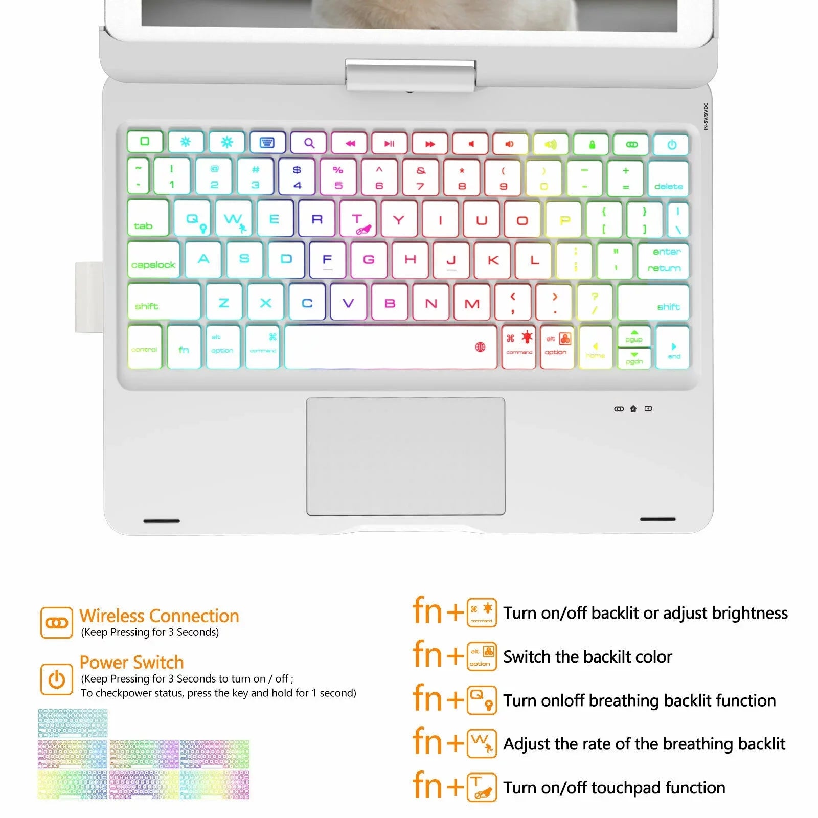 Dingrich Keyboard Case with Trackpad for 10.2-inch iPad 9th Generation (2021), iPad 8th Generation (2020), 7th Gen, iPad Air 3, iPad Pro 10.5, Protective Slim Cover with Pencil Holder