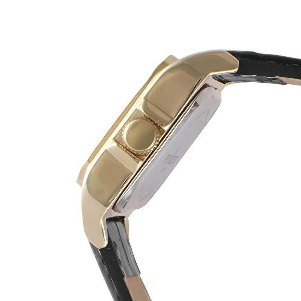 peugeot womens 14k gold plated square tank petite small black leather band luxury dress watch 3052bk - Exclusive Design