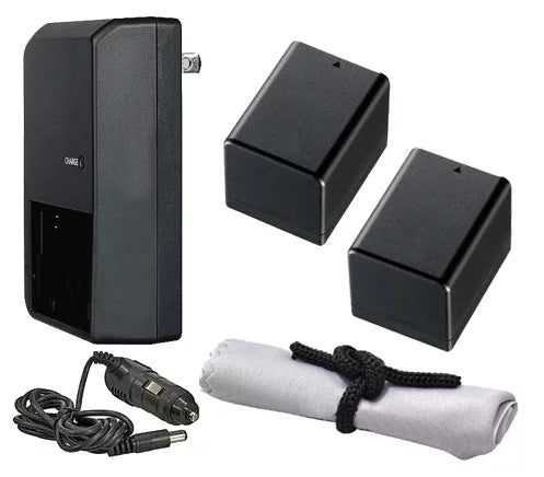 Stylish Canon VIXIA HF R800 High Capacity Intelligent Batteries (2 Units) + AC/DC Travel Charger + Microfiber Cleaning Cloth.