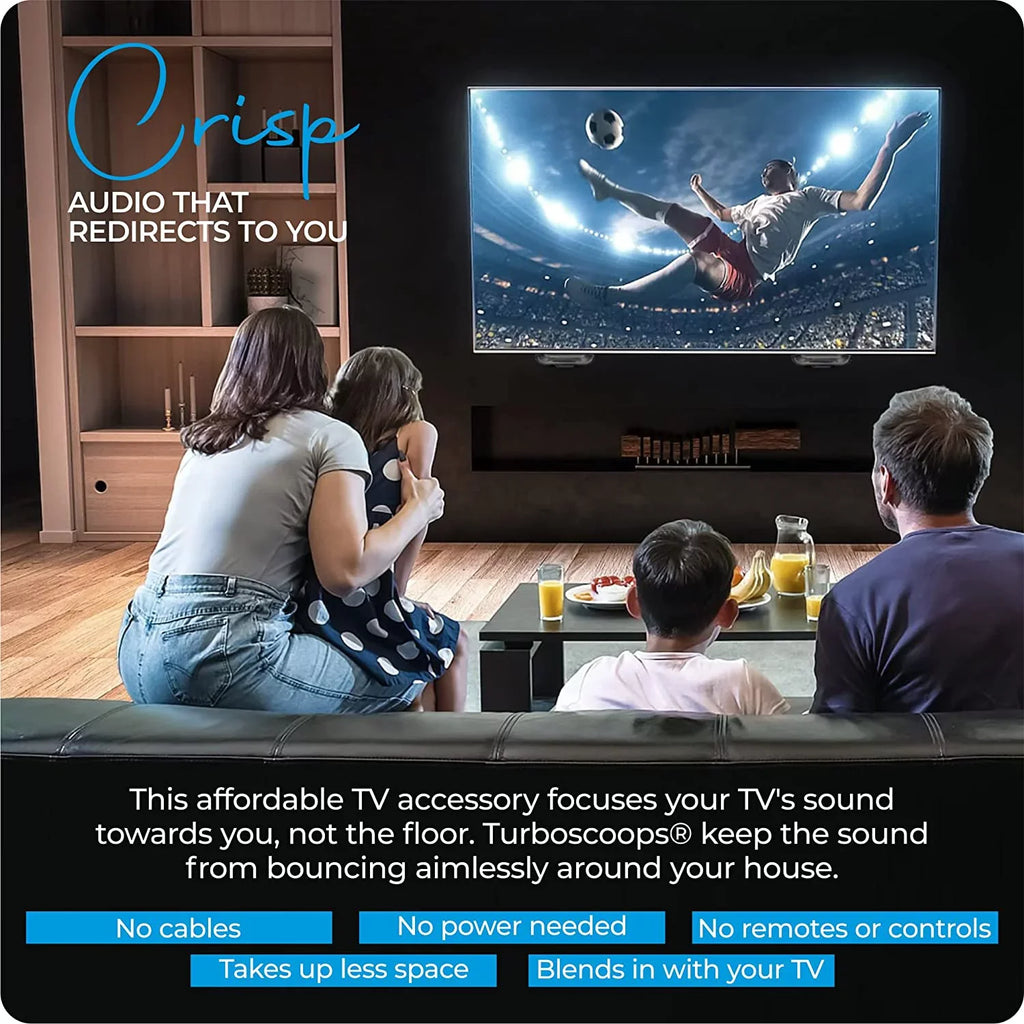TurboScoops TV Sound Bar Alternative Redirects Sound Directly Toward You and Not The Floor for Crisp Audio. Great - Exclusive Design
