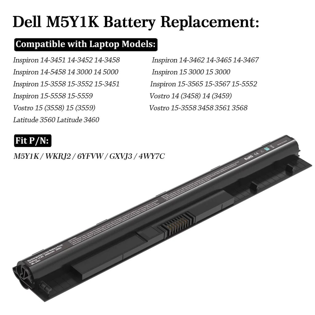 Stylish 40WH M5Y1K 2 Batteries 14.8V for Inspiron 14 15 17 5000 3000 Series US