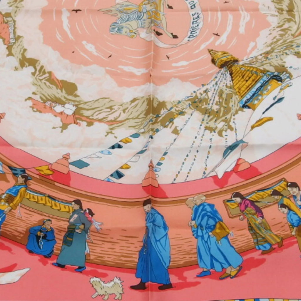 Stylish Pre-Owned Hermes Carre 90 PRIERES AU VENT Prayer in the Wind Scarf (Like New)