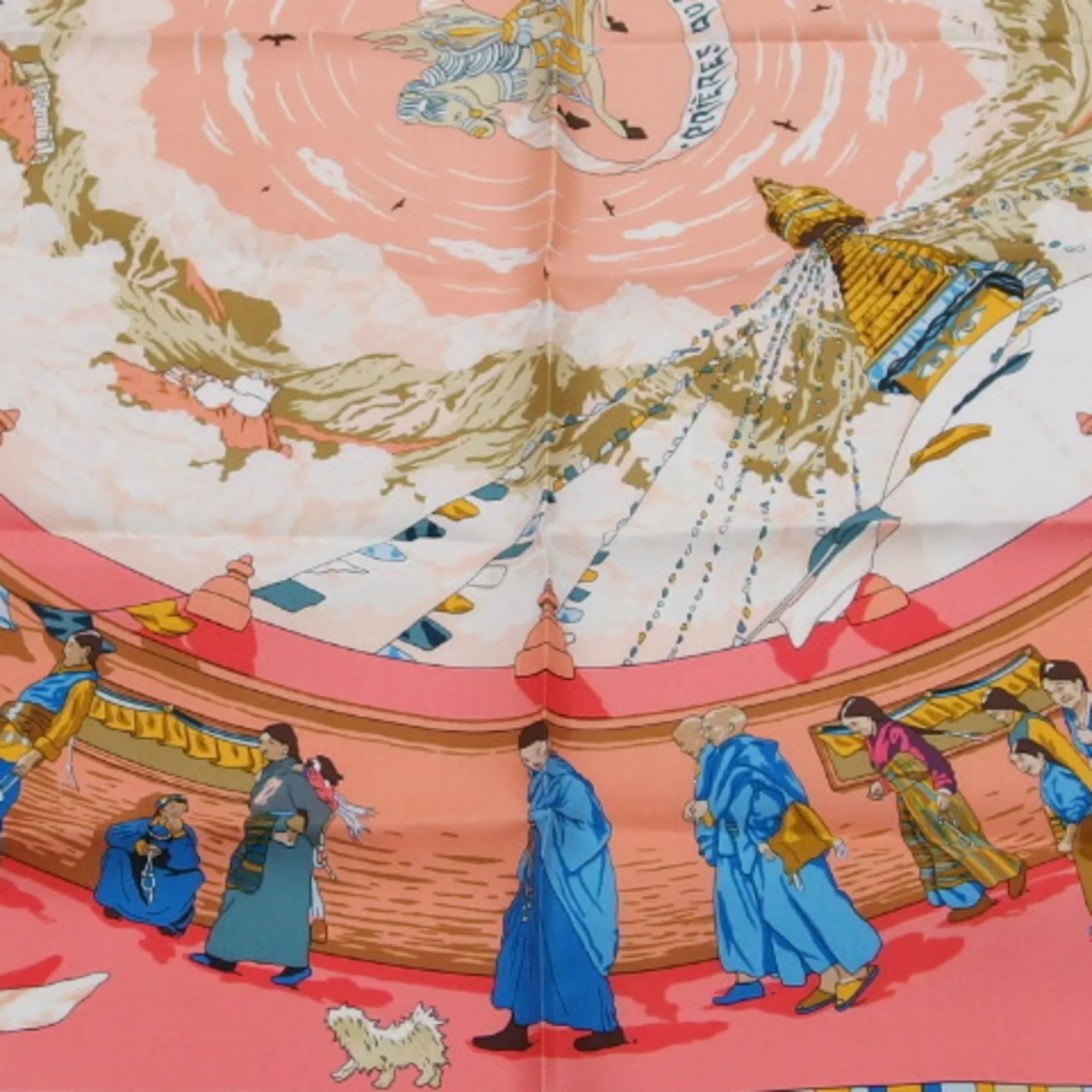 Stylish Pre-Owned Hermes Carre 90 PRIERES AU VENT Prayer in the Wind Scarf (Like New)