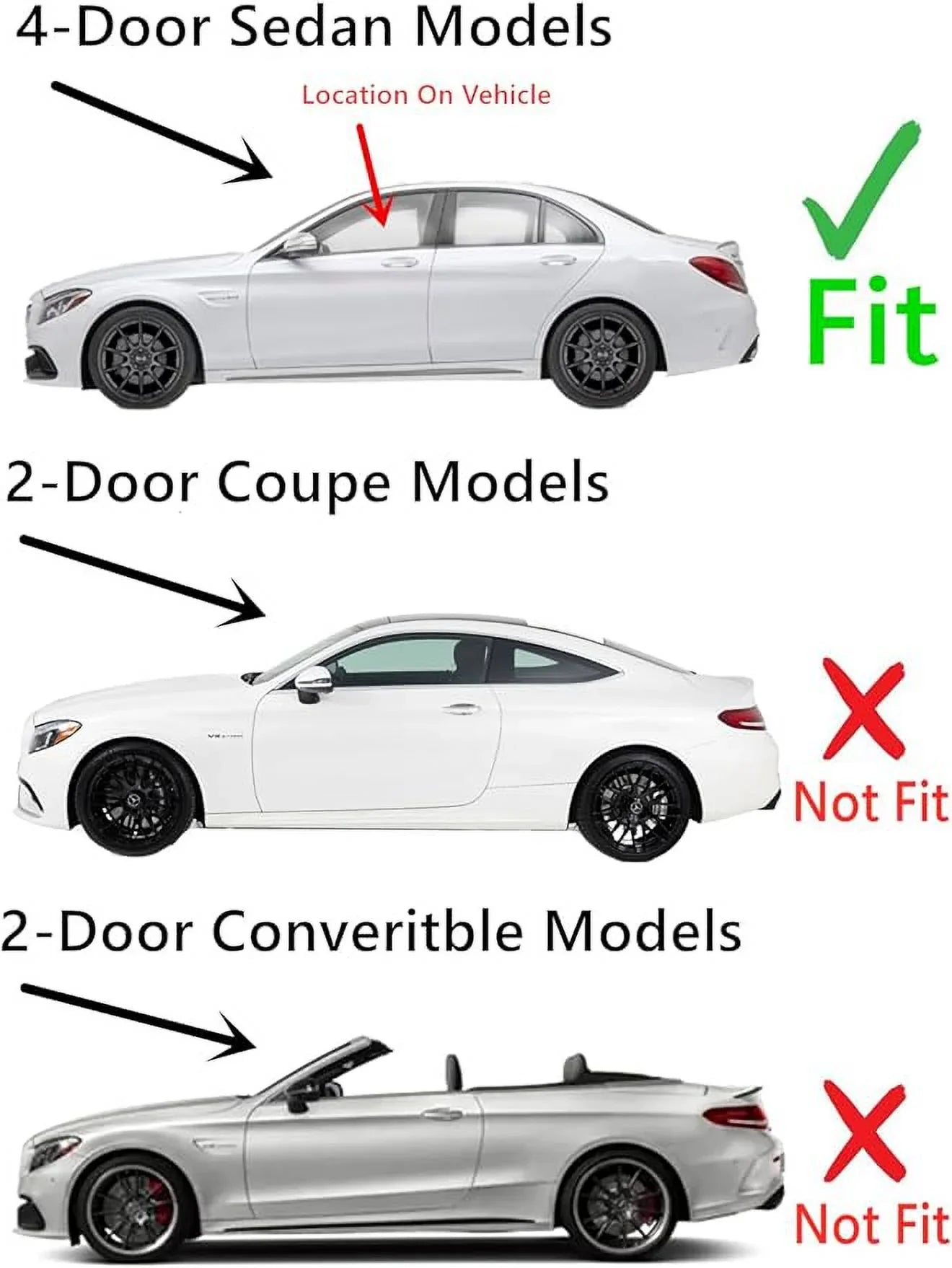 Laminated Driver Left Side Front Door Window Door Glass Compatible with Benz C300 / C400 / C63 AMG / C65 AMG 2015-2018 4-Door Sedan Models