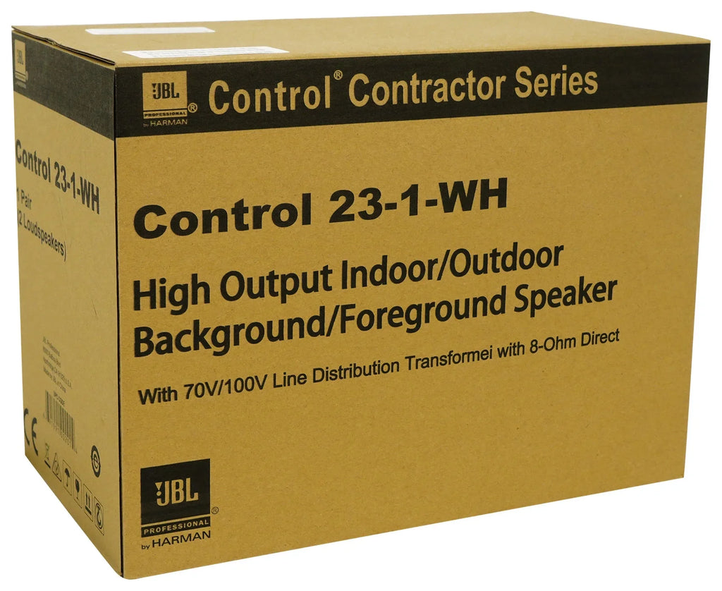 Stylish (8) JBL Control 23-1 White 3" Indoor/Outdoor 70v Commercial Wall Speakers + Amp