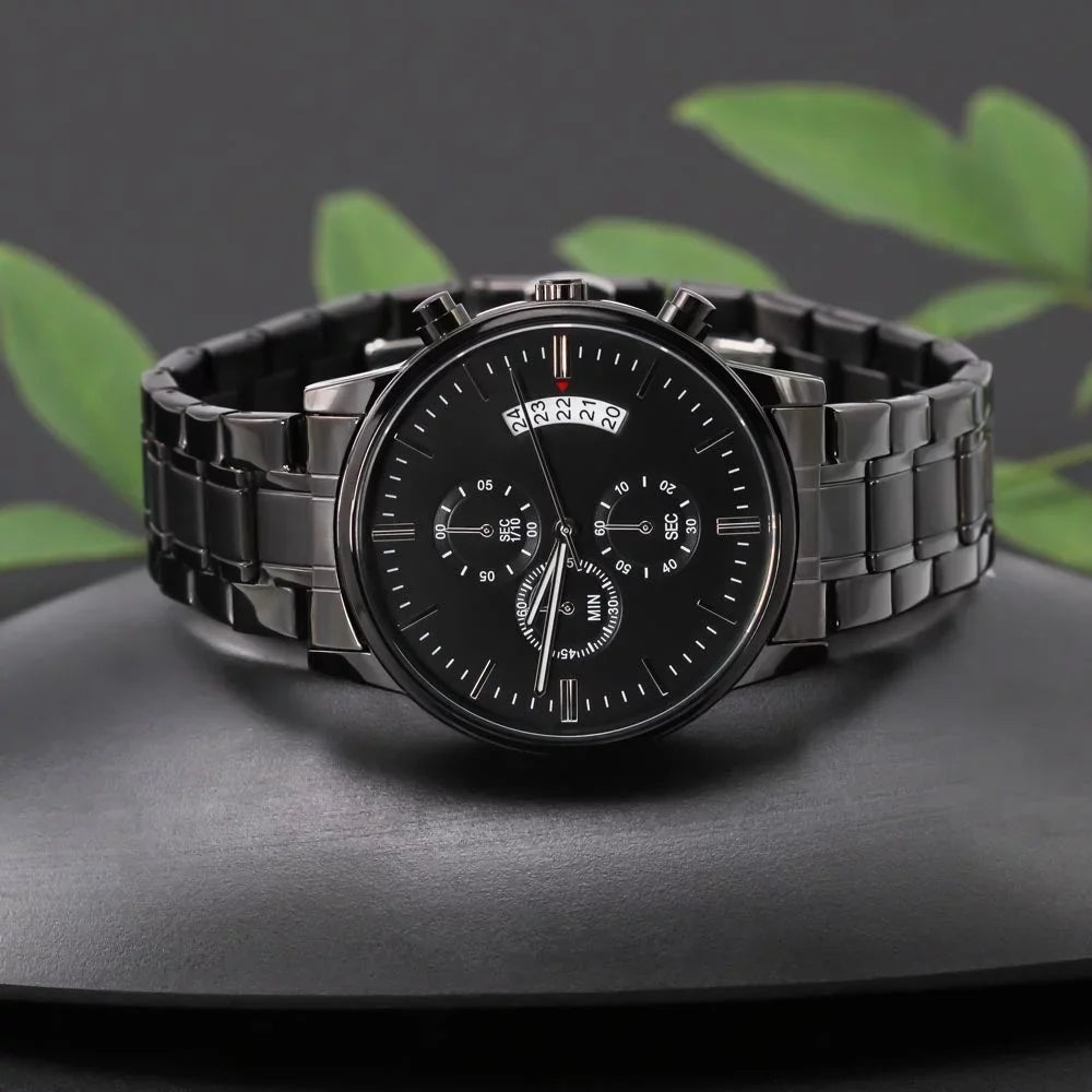 To My Future Husband - Stunning Customized Black Chronograph Watch - Getting Married, Gift For Fiance
