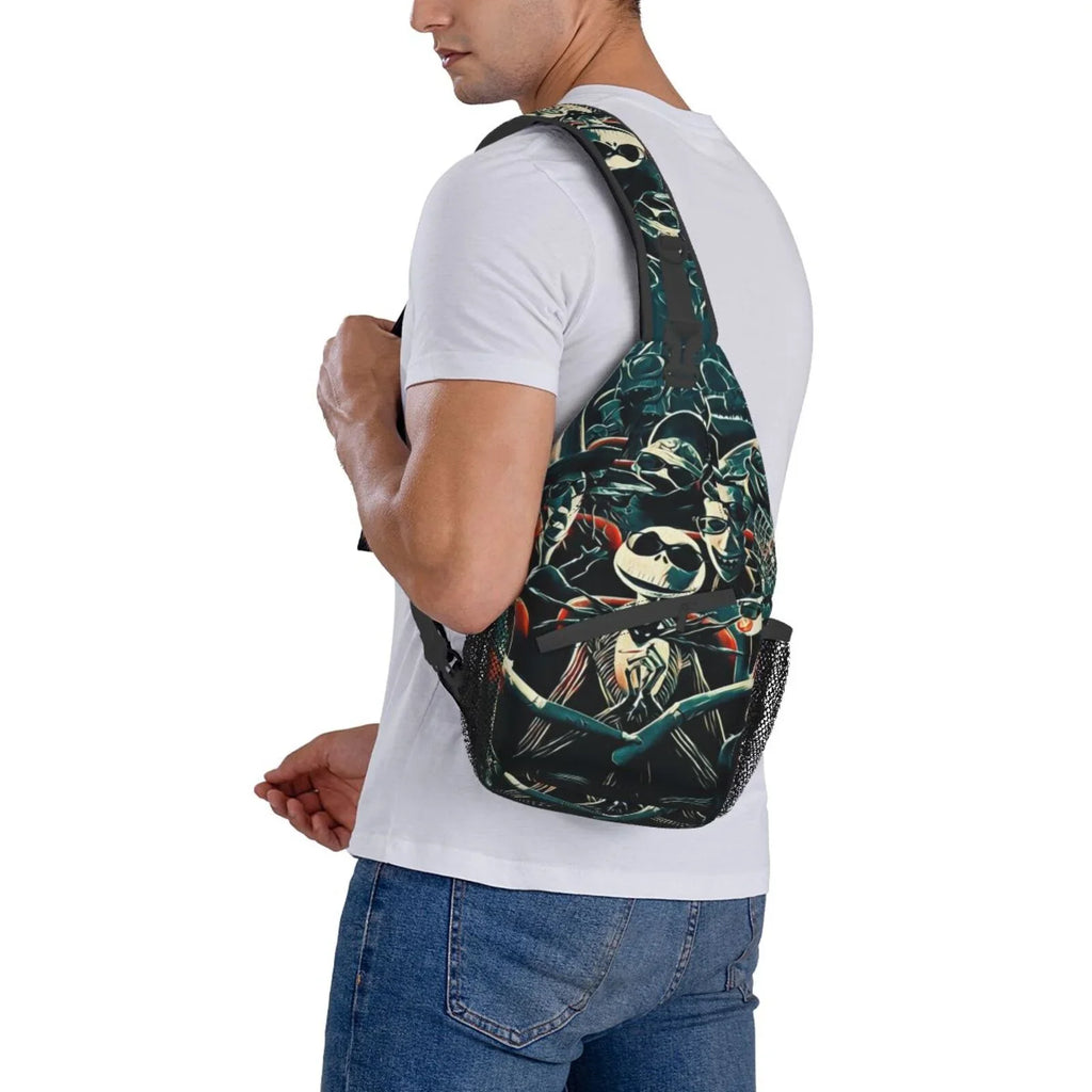 Jack Skellington Chest Bags Crossbody Sling Backpack Unisex Travel Hiking Daypack Shoulder Bag Gifts For Women Men