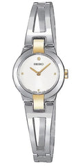 Stylish Seiko Women's 30m Stainless Steel Two Tone White Dial Bangle Watch SUJ704