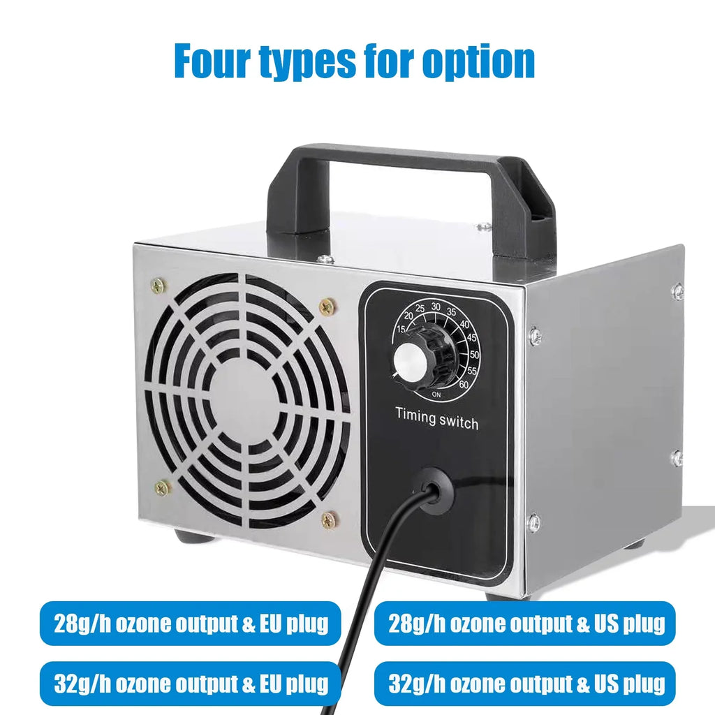 Stylish 28g/h Ozone Generator Machine - O3 Air Deodorizer for Home, Kitchen, Office, and Car Use