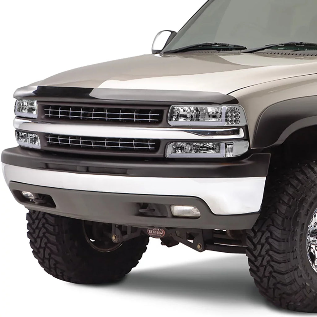 Stylish DNA Motoring HL-LB-CSIL99-CH-CL1 Headlight Fits Truck 1999 to 2002 Chevy Silverado 2000 to 2006 Suburban 1500 2500 Tahoe LED DRL Bumper Signal Lamps Chrome/Clear 01 03 04 05