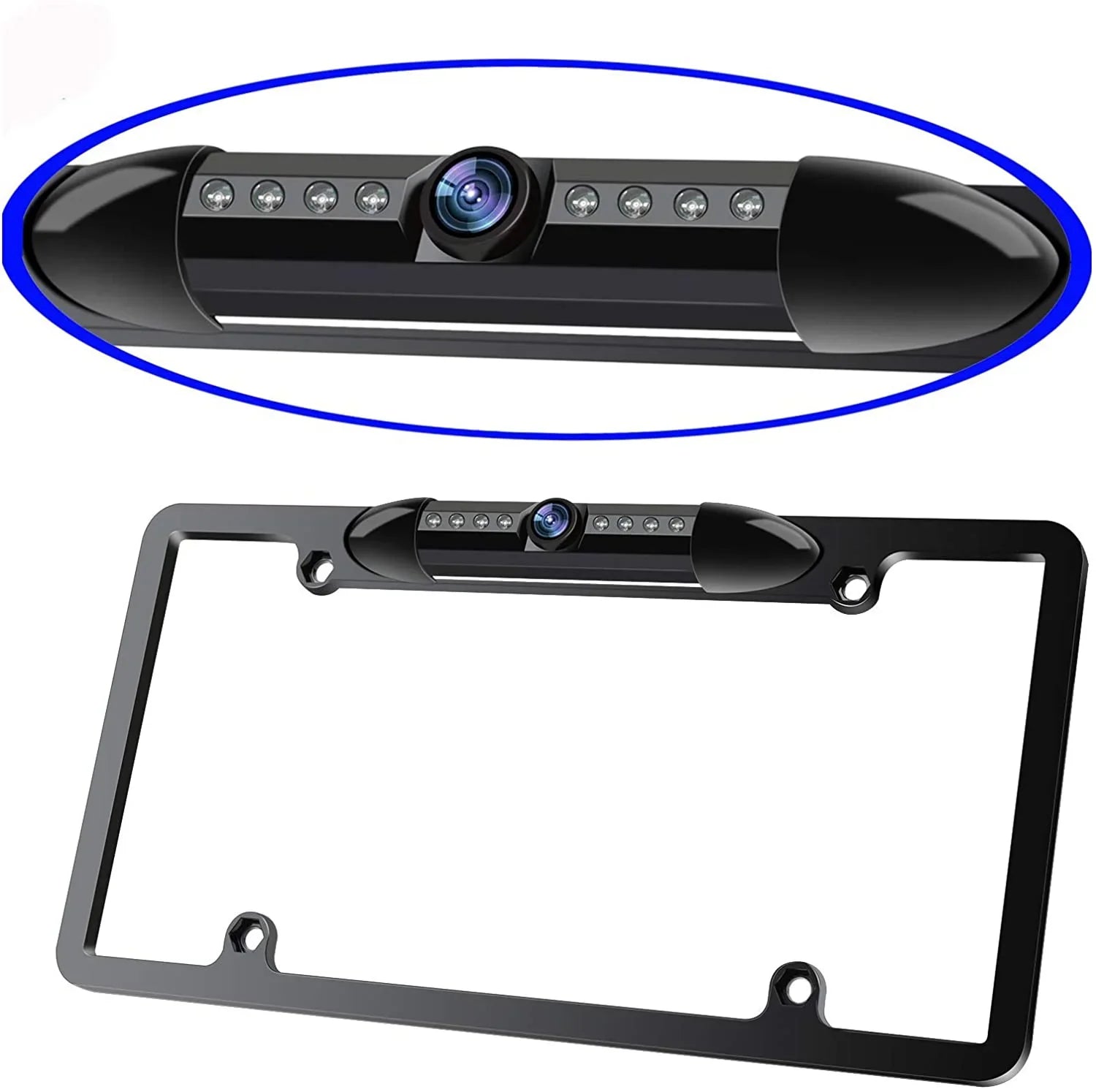 License Plate Frame Backup Camera Night Vision Car Rear View Camera with 8 Bright s 170Â° Viewing Angle Waterproof