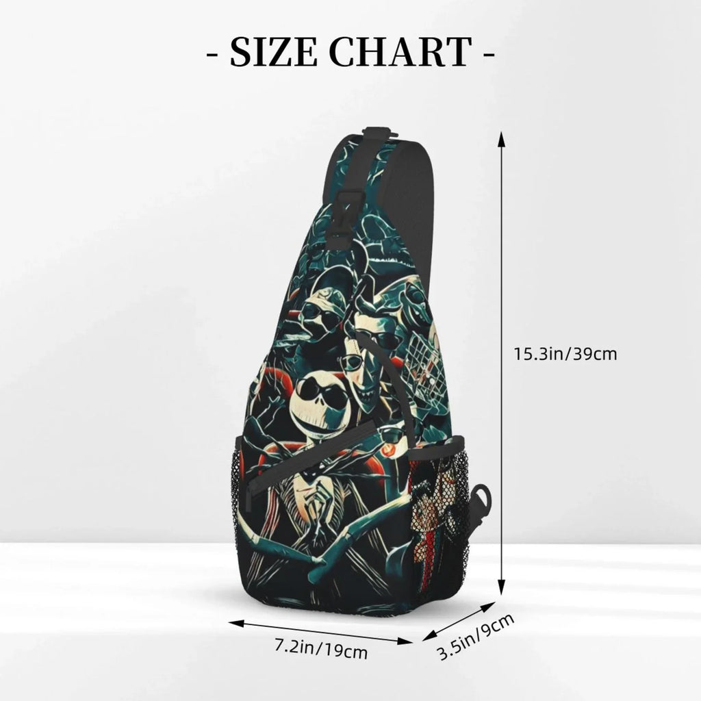 Jack Skellington Chest Bags Crossbody Sling Backpack Unisex Travel Hiking Daypack Shoulder Bag Gifts For Women Men