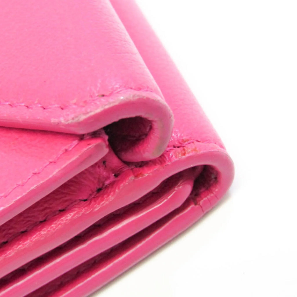 Stylish Pre-Owned Balenciaga Papier Mini Wallet 391446 Women's Leather Wallet (tri-fold) Pink (Good)