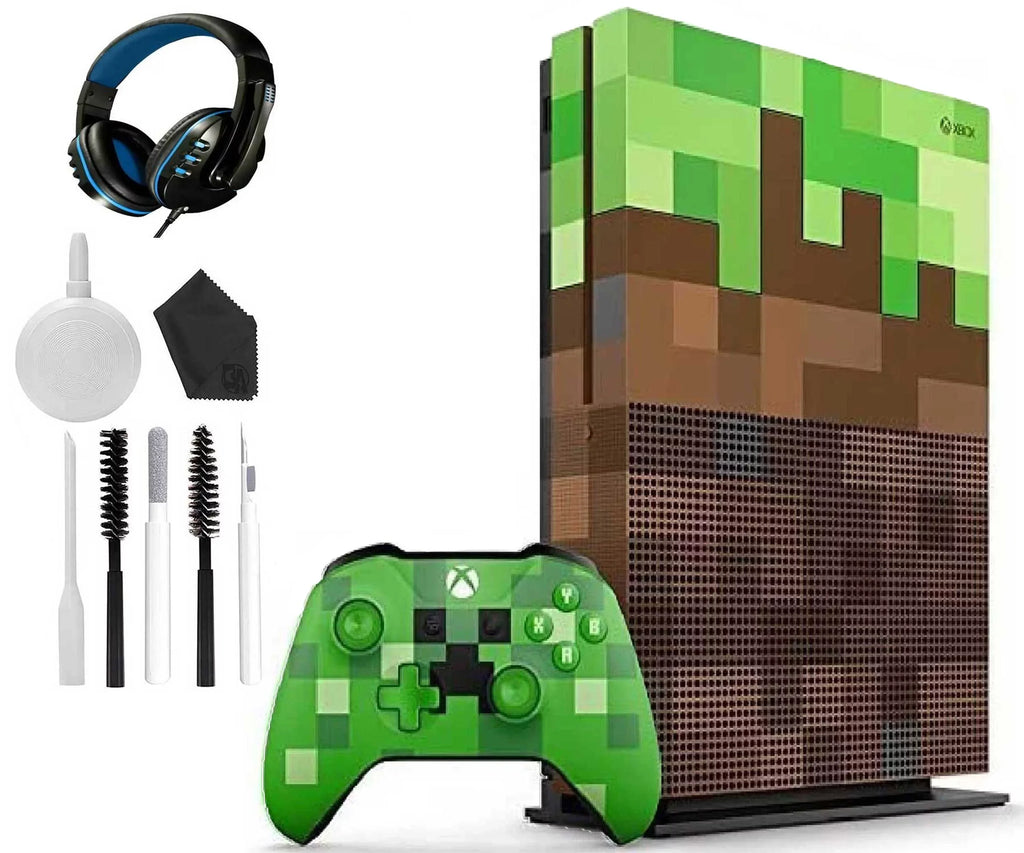 Xbox One X 1TB Gaming Console Mincraft with Headset Cleaning Kit - Exclusive Design