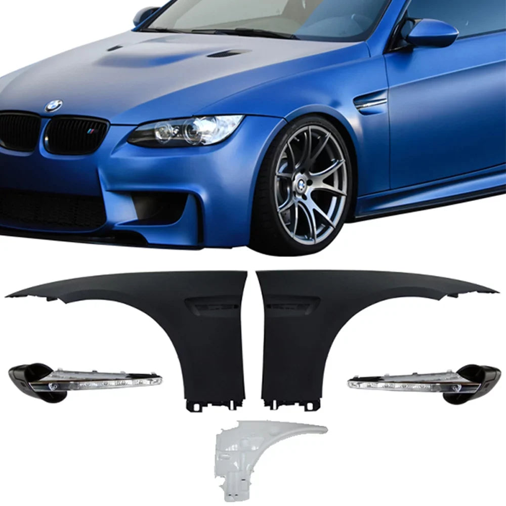 Ikon Motorsports Compatible with 07-13 E92 2Dr Complete M3 Front Fender Conversion Side Vent With LED Signal