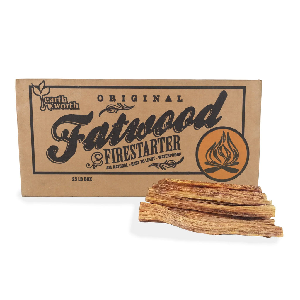 Fatwood Pine Wood Fire Sticks - 25lb Box of Indoor/Outdoor Fire Starters for Campfire Grill Wood Stove Firepit or Fireplaces by Pure Garden
