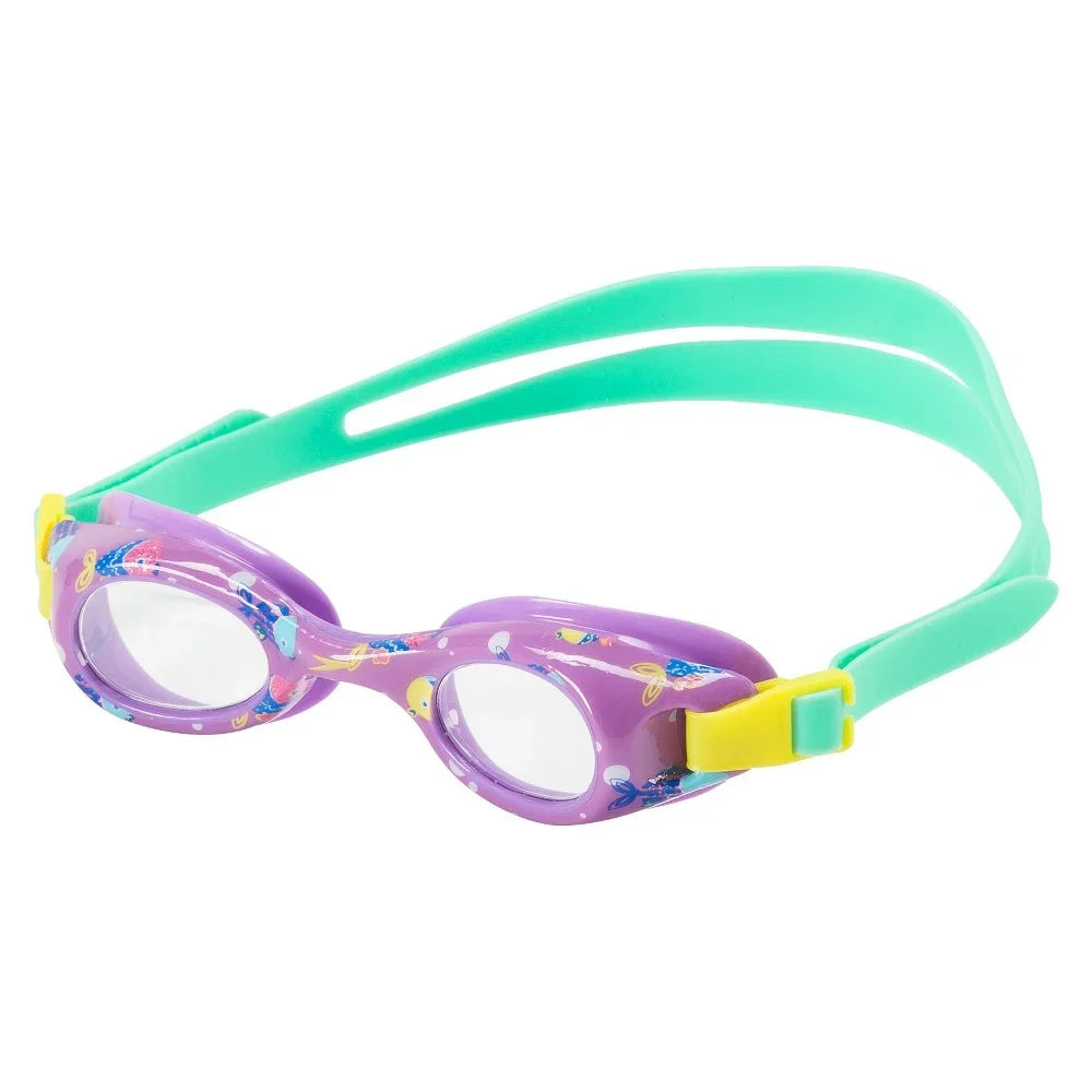 Stylish Speedo Kid's Glide Print Swim Goggles, Prism Violet with Fish, with UV Protection, LatexFree, Anti-Fog, Flex Fit for ages 3-8 years old