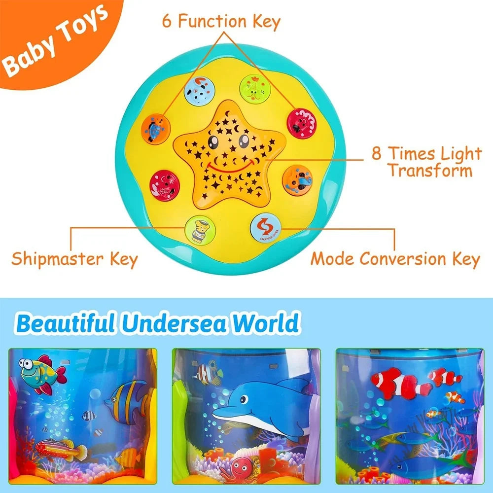 Baby Toys 6 to 12 Months - Musical Learning Infant Toys Ocean Rotating Star Light Projector - Crawling Toys for Baby 6+ Month Years Old Gift - Exclusive Design