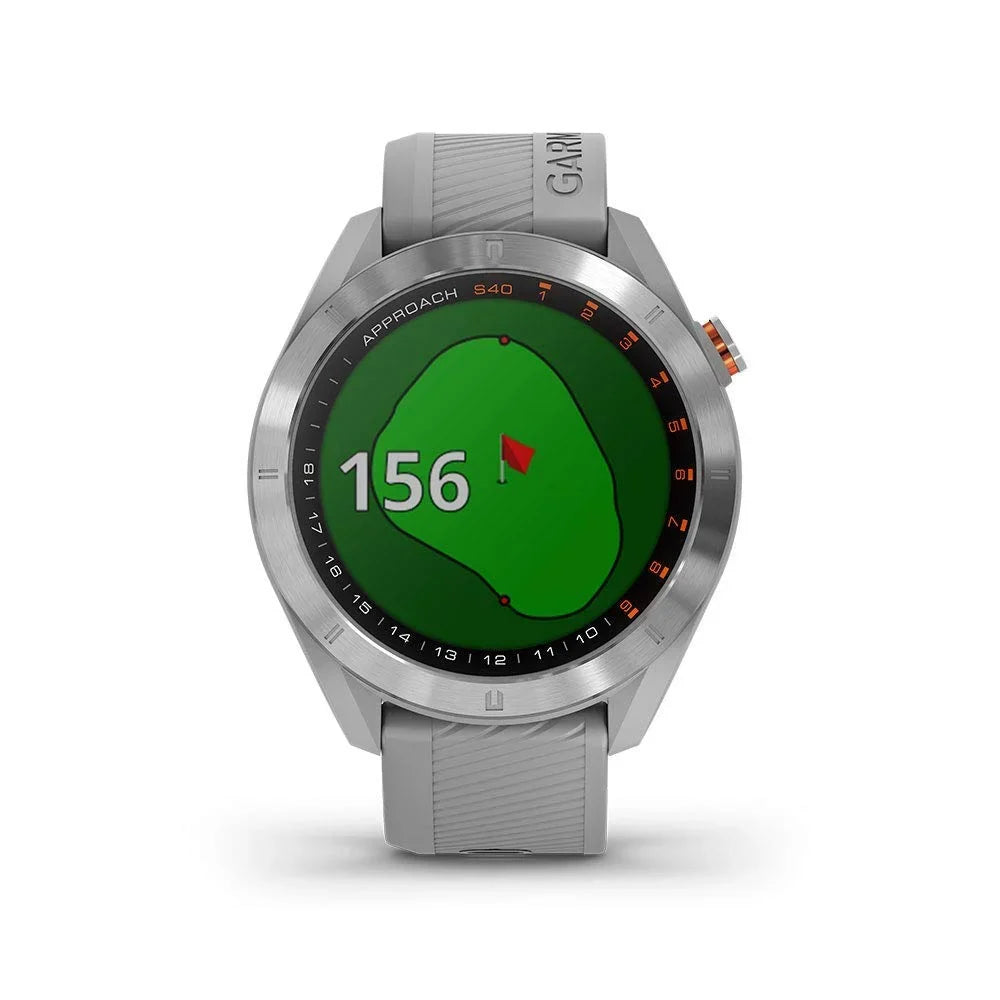 Stylish Garmin Approach S40, Stylish GPS Golf Smartwatch, Lightweight With Touchscreen Display, Gray/Stainless Steel