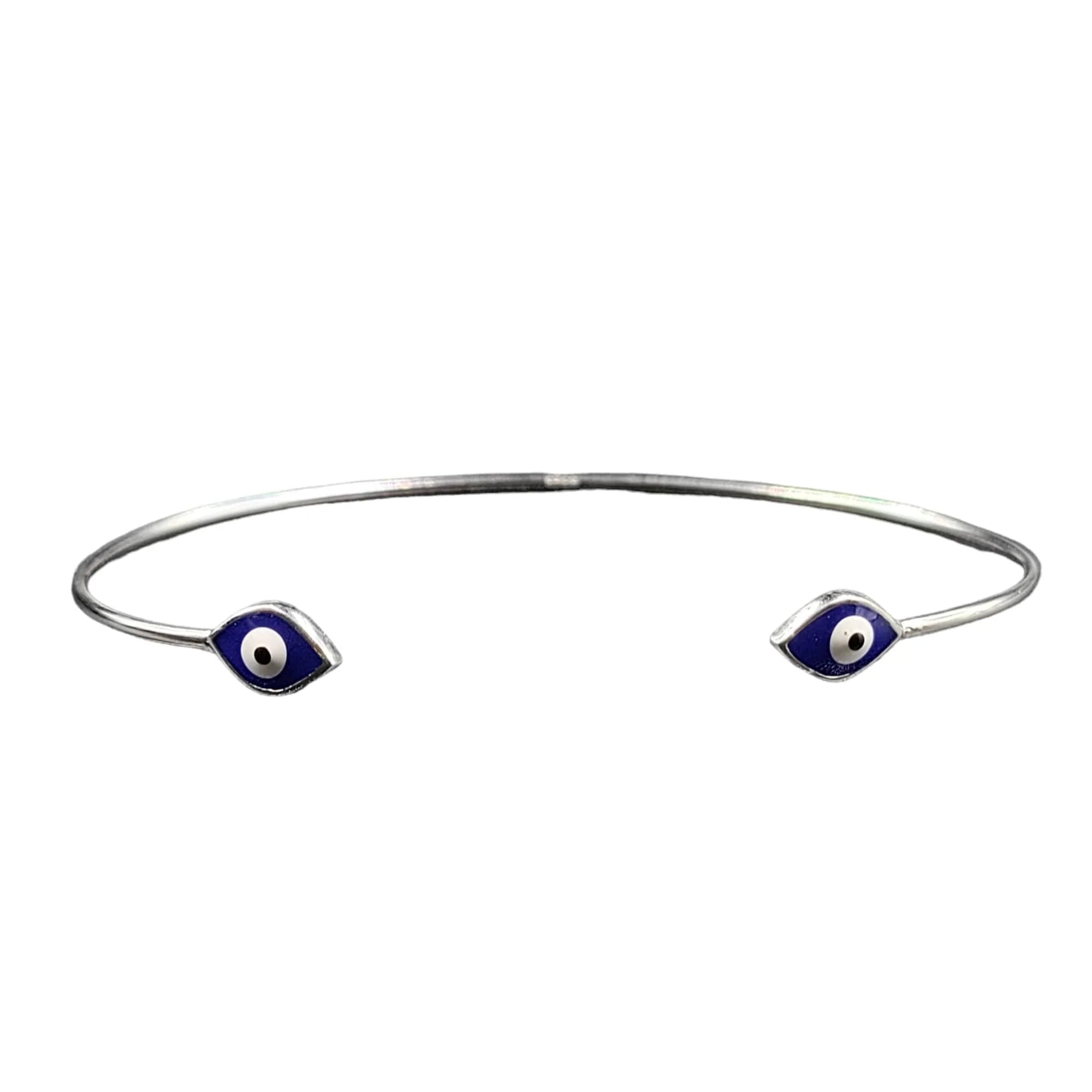 Solid Silver Evil Eye Open ended cuff style Jewelry Handmade Kada Adjustable Bracelet Best Gift idea for Girls