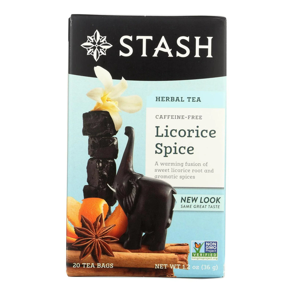 Stylish Stash Tea Company Premium Licorice Spice Herbal Tea - Caffeine Free - Case of 6 - 20 Bags