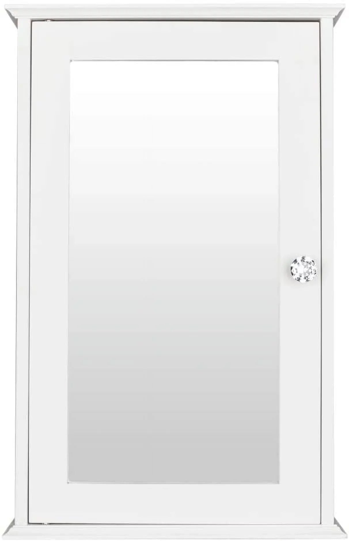 BSL Bathroom Cabinet Wall Mount Mirrored Medicine Cabinet Storage Organizer with Single Door and 2 Adjustable Shelves White