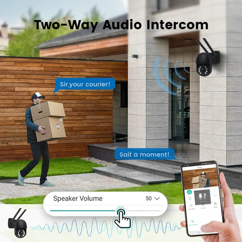 LISUEYNE Security Camera Wireless Outdoor, 4MP Pan/Tilt 2.4G Wifi Surveillance Cameras with Motion Detection and Siren, 2-Way Audio, Full Color Night Vision, for Multi-Platform
