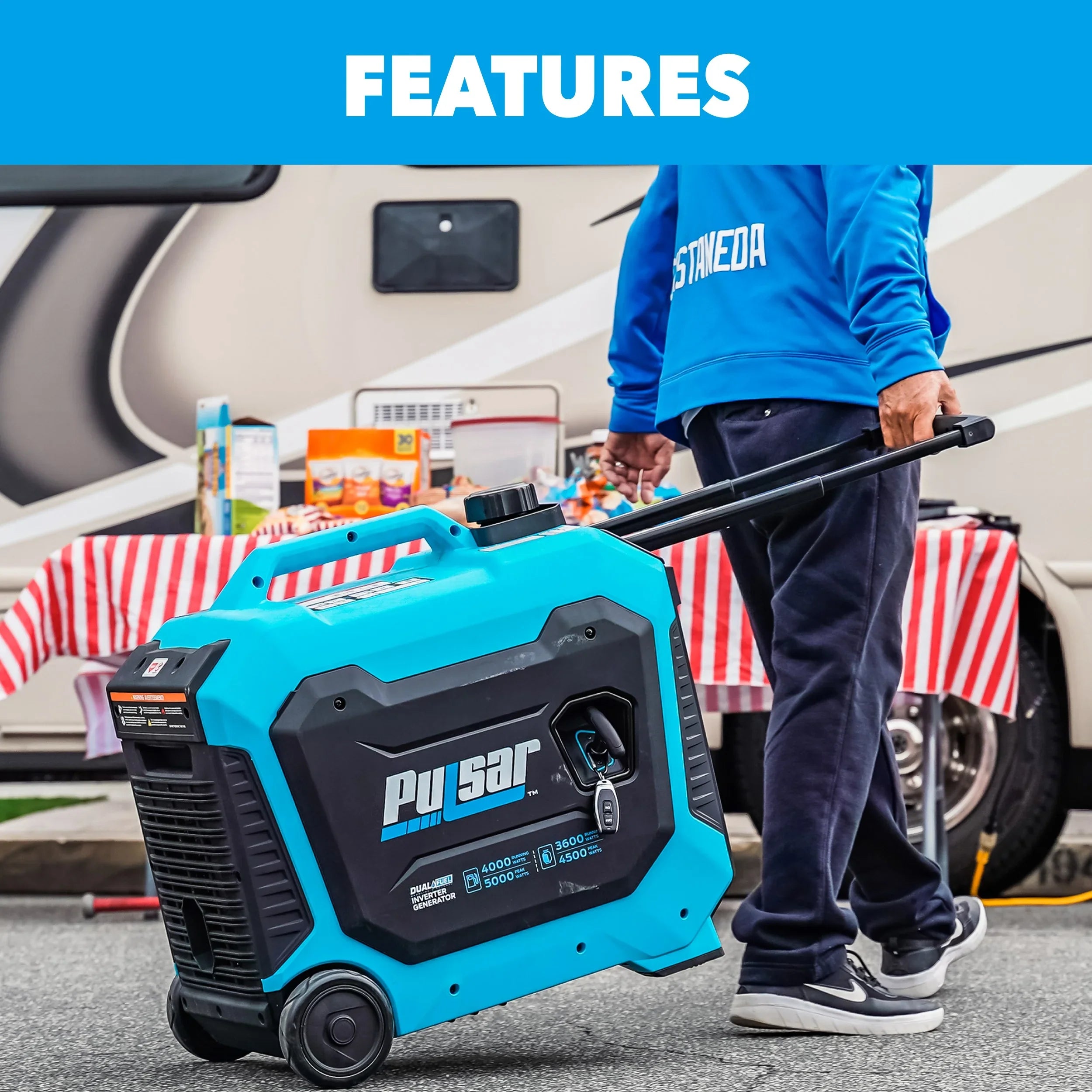 Stylish Pulsar 5000-Watt Dual Fuel RV Ready Inverter Generator with Remote Start and CO Sentry