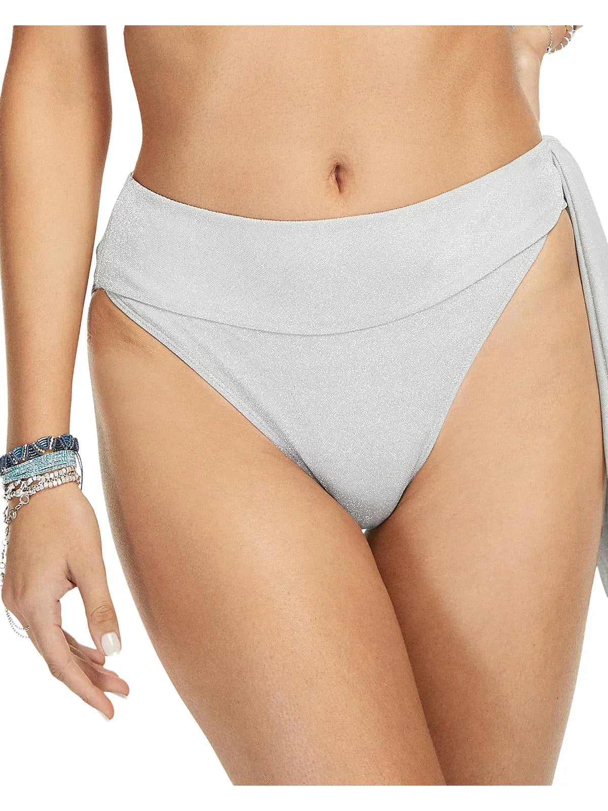 Ramy Brook Womens Nova Side Tie Metallic Swim Bottom Separates - Exclusive Design