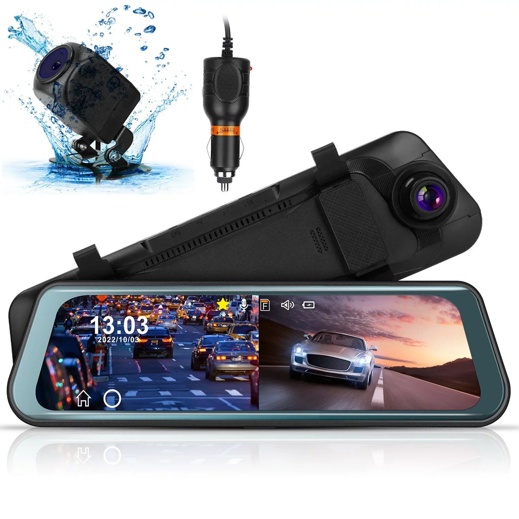iNova FHD 1080P Car DVR Dash Camera 9.66In Vehicle Driving Recorder with G Sensor Parking Monitoring Seamless Recording - Exclusive Design