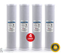 4 Pack - Hydronix CB-45-2005 CTO Whole House Coconut Shell Carbon Block Water Filters Big Blue Size 20" x 4.5", 5 micron