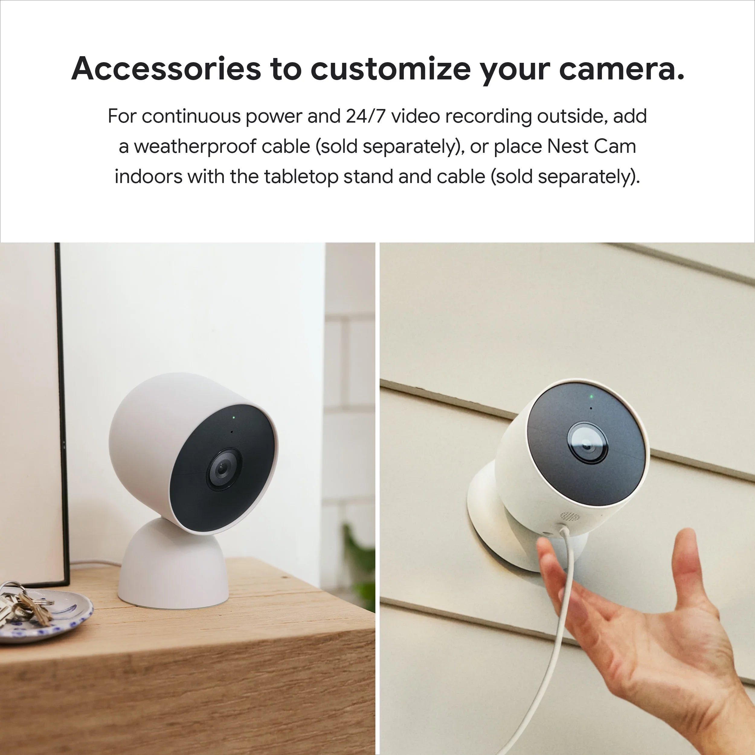 Stylish Nest Camera (outdoor or indoor, battery) 1pk White