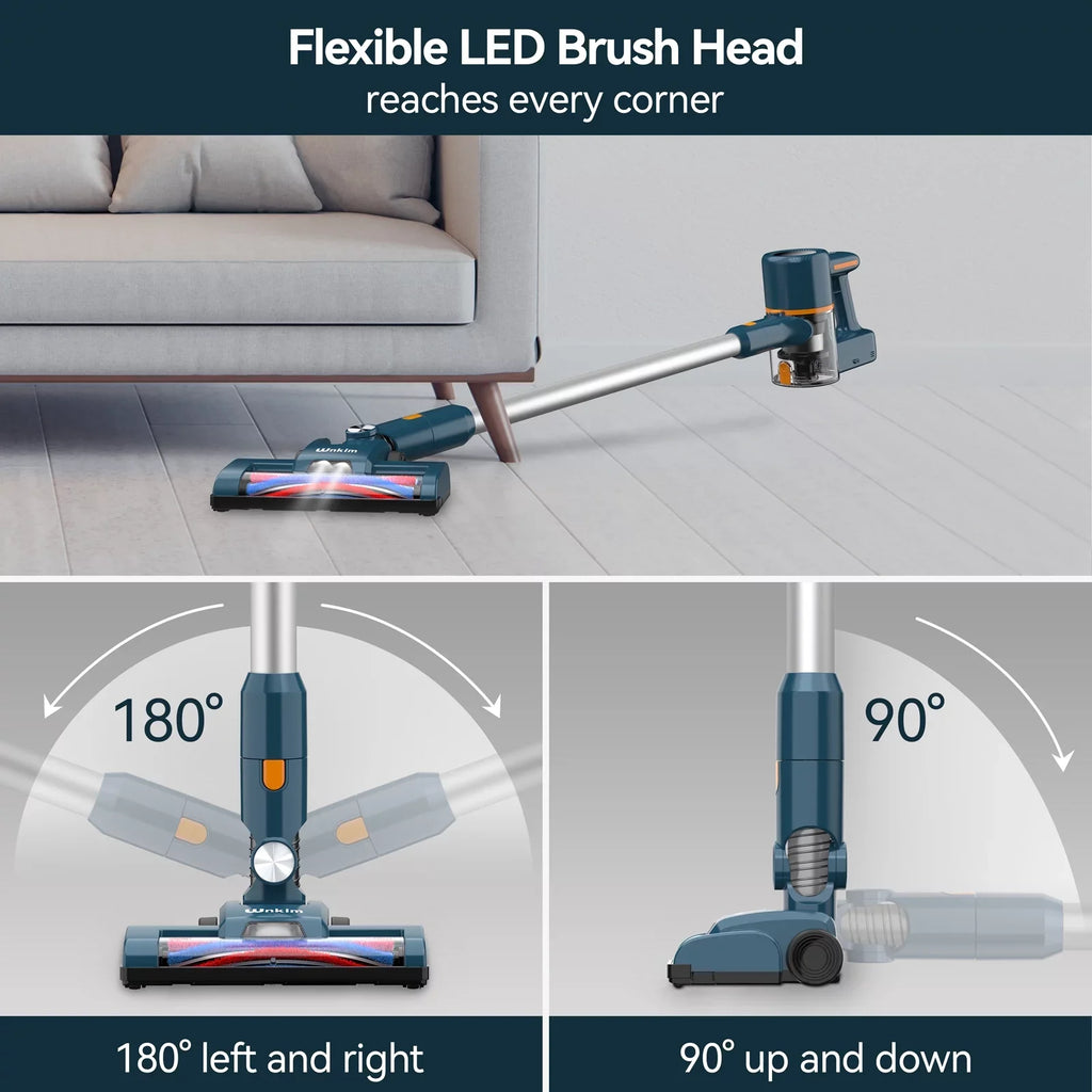 Stylish Wnkim Cordless Vacuum Cleaner, 6-in-1 Stick Vacuum with 2200 mAh Battery, Powerful Lightweight Vacuum Cleaner up to 35 Mins Runtime, for Home Hard Floor Carpet Pet Hair, M5