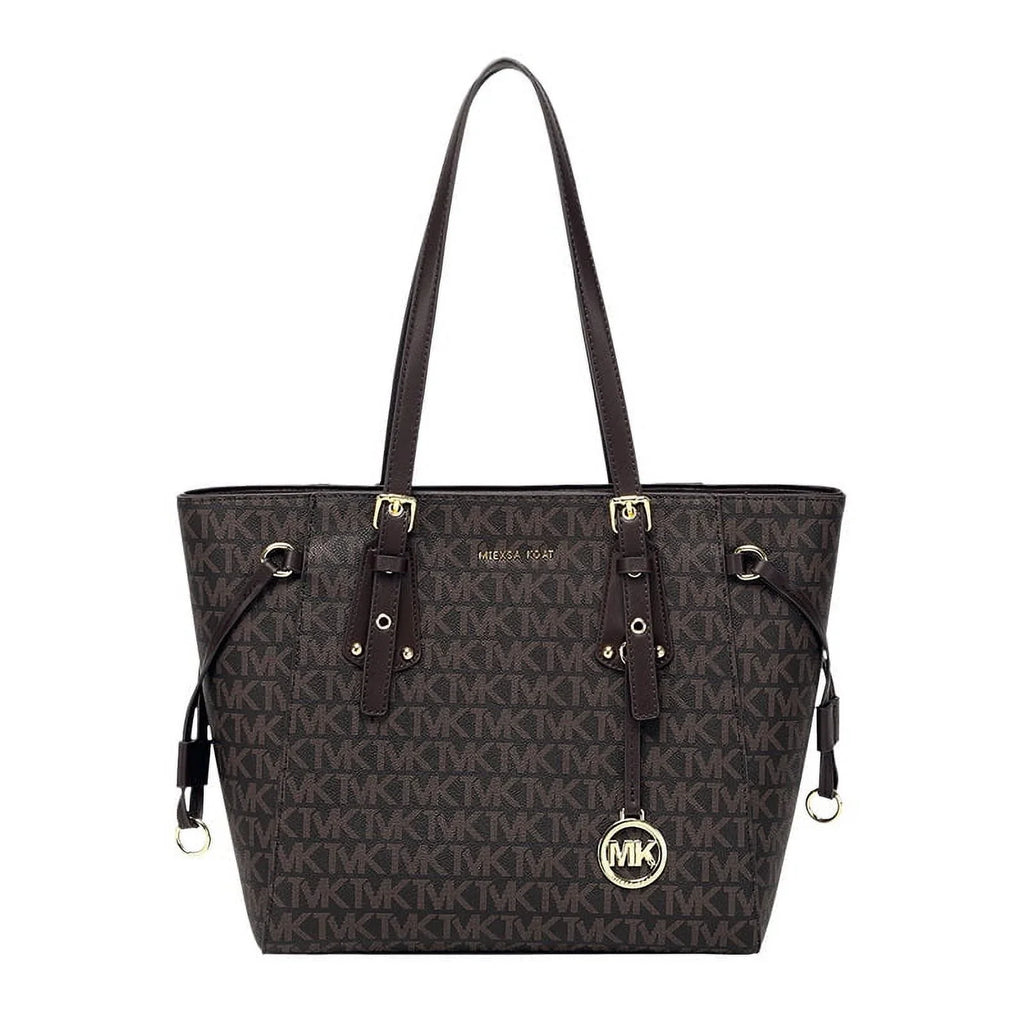 Stylish New MK Women's Bag Large Capacity Tote Premium Sense Commuter Shoulder Bag Classic Coffee