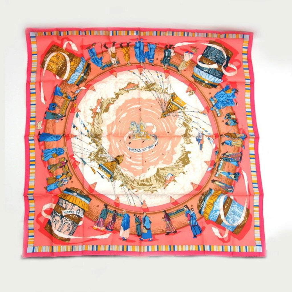 Stylish Pre-Owned Hermes Carre 90 PRIERES AU VENT Prayer in the Wind Scarf (Like New)