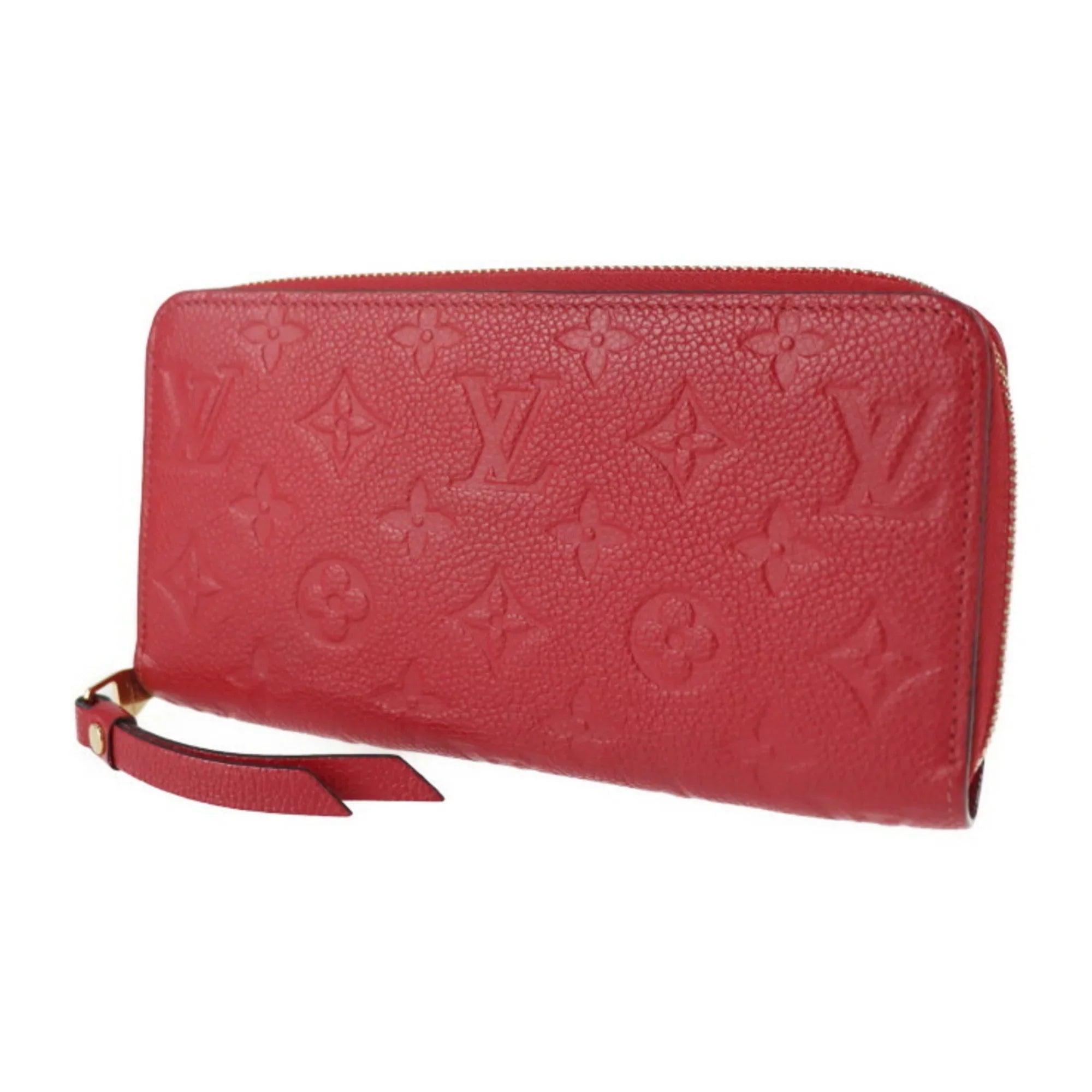 Pre-Owned LOUIS VUITTON Louis Vuitton Zippy Wallet Long M60737 Monogram Implant Cerise Zip Around Round Zipper (Good)