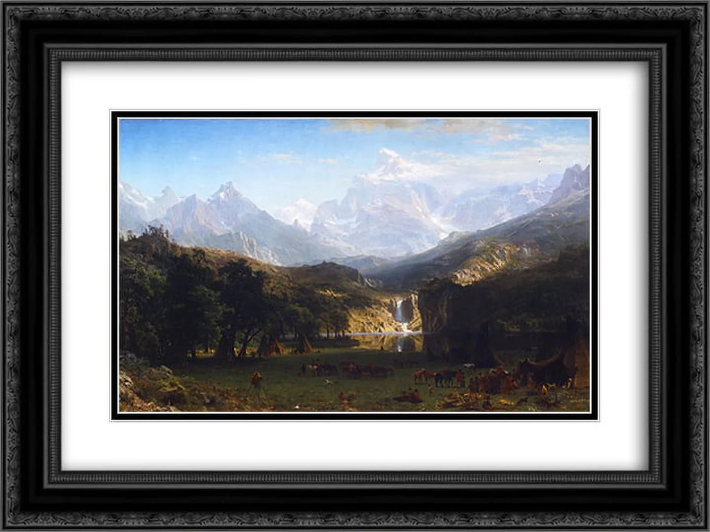Stylish Albert Bierstadt 2x Matted 24x18 Black Ornate Framed Art Print 'The Rocky Mountains, Lander's Peak'