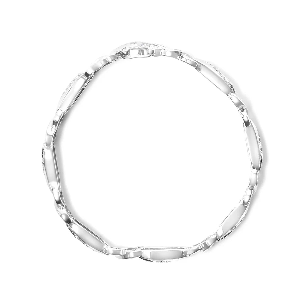 Stylish Haus of Brilliance .925 Sterling Silver 1 3/4 Cttw Womens Round cut Box Clasp Diamond Wave and X Link Tennis Bracelet (I-J Color, I3 Clarity) - 7"