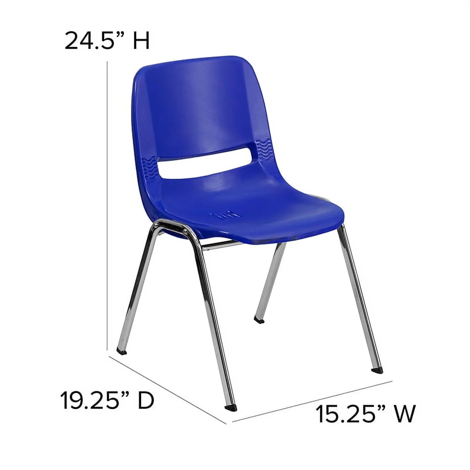 Flash Furniture HERCULES Series 440 lb. Capacity Kid's Navy Ergonomic Shell Stack Chair with Chrome Frame and 14" Seat Height [RUT-14-NVY-CHR-GG]