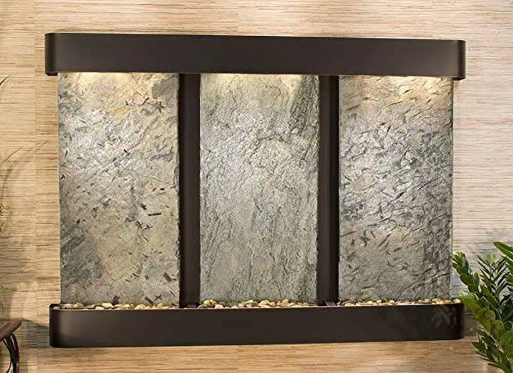 Stylish Adagio OFR1502 Olympus Falls Round Wall Fountain - Blackened Copper-Green Natural Slate