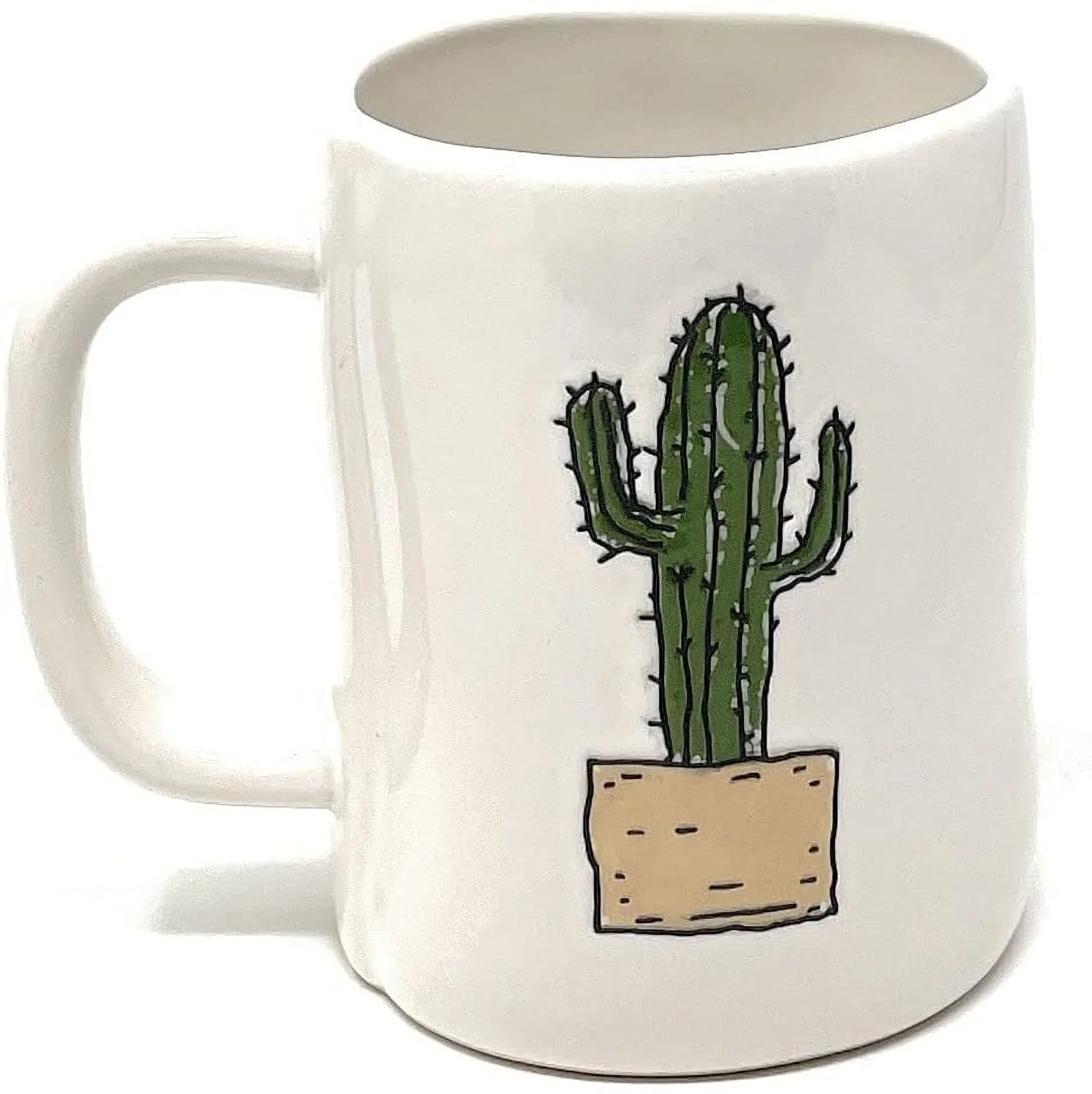 Rae Dunn White YOU GROW GIRL Coffee Tea Double Sided Mug with Cactus Plant Icon on Back