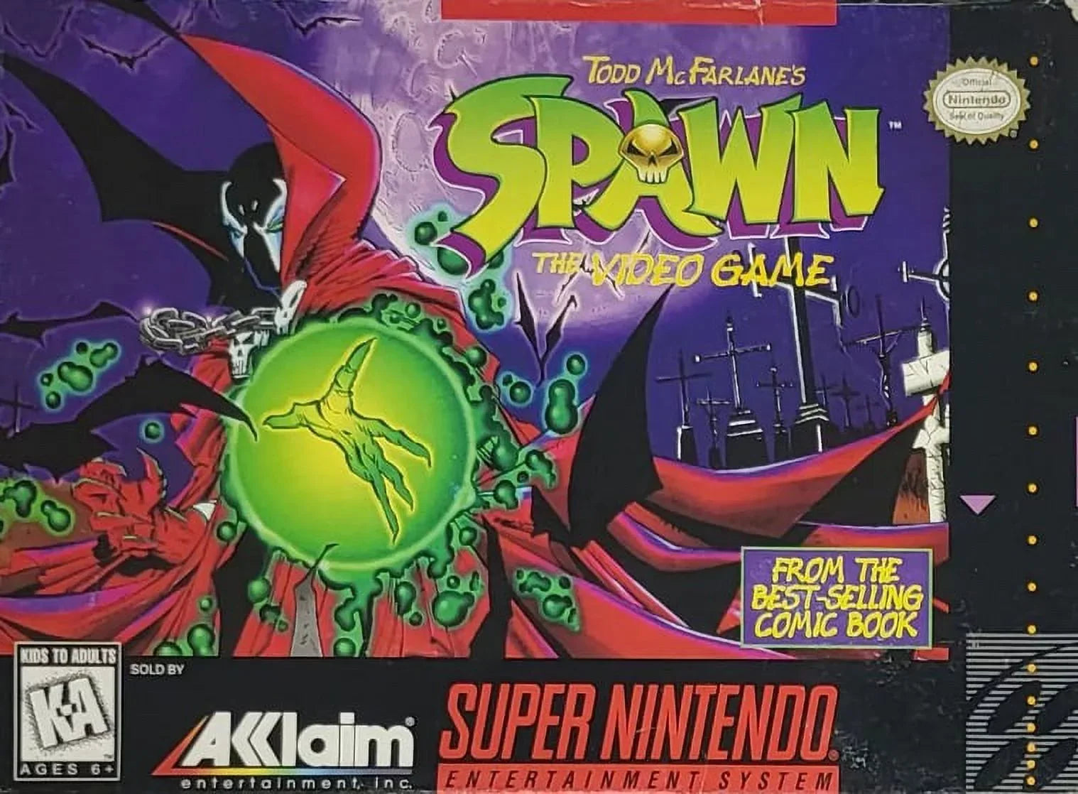 Stylish Restored Spawn: The Video Game (Super Nintendo, 1995) SNES Adventure (Refurbished)