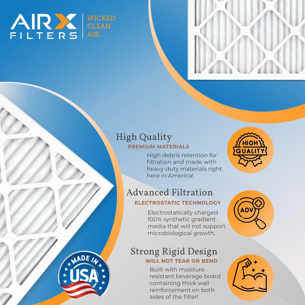 16x24x1 Air Filter MERV 11 Comparable to MPR 1000, MPR 1200 & FPR 7 Electrostatic Pleated Air Conditioner Filter 4 Pack HVAC Premium USA Made 16x24x1 Furnace Filters by AIRX FILTERS WICKED CLEAN AIR. - Exclusive Design