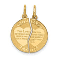 14k Yellow Gold 2-Piece Break Apart Mizpah Coin Emotional Bond Words Genesis 31:49 on Round Pendant 22 mm x 17 mm - Exclusive Design