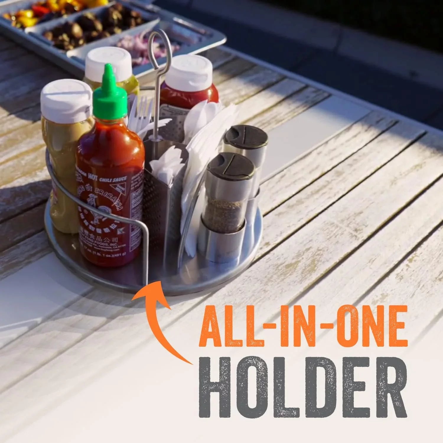 Yukon Glory Lazy Susan for Table BBQ Caddy Spice Organizer & Utensil Holder - Exclusive Design