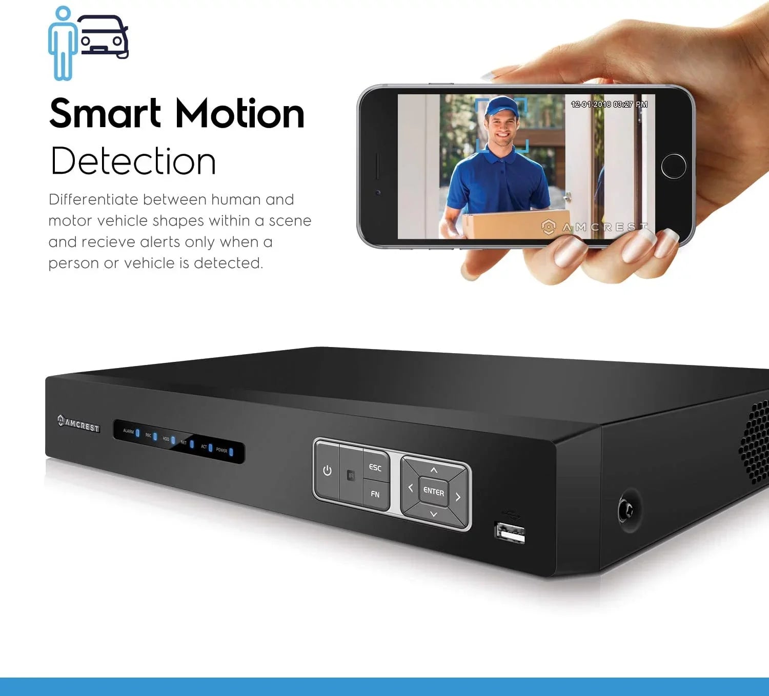 Amcrest 4K 16 Channel AI DVR Security Camera System Recorder, DVR for Analog Security Cameras & Amcrest IP Cameras, AI Smart DVR, Face Recognition, Human & Vehicle Detection AI (AMDV5116-I3)