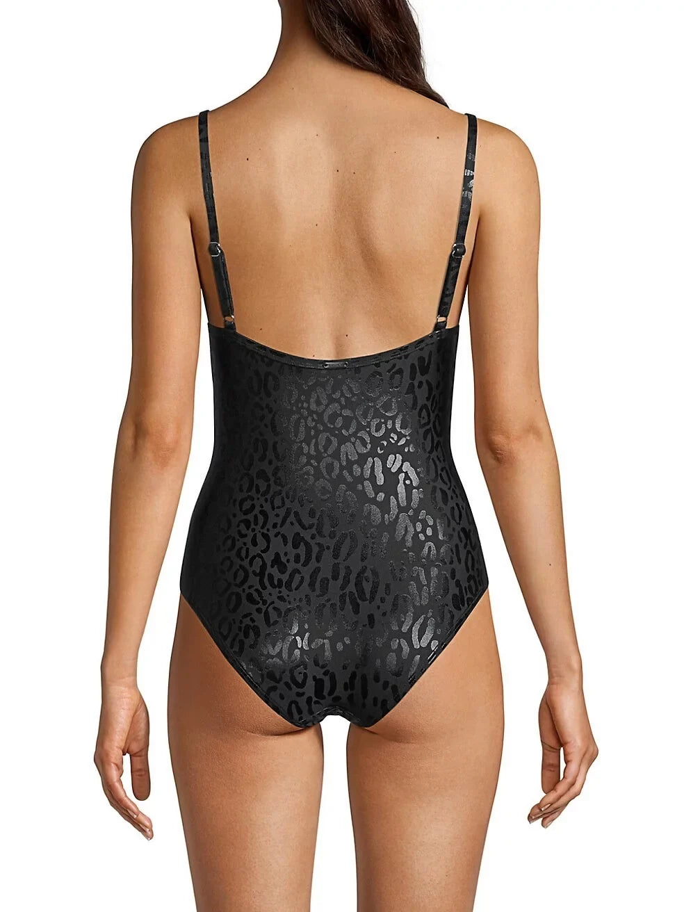 DKNY BLACK Leopard-Print One-Piece Swimsuit, US Small